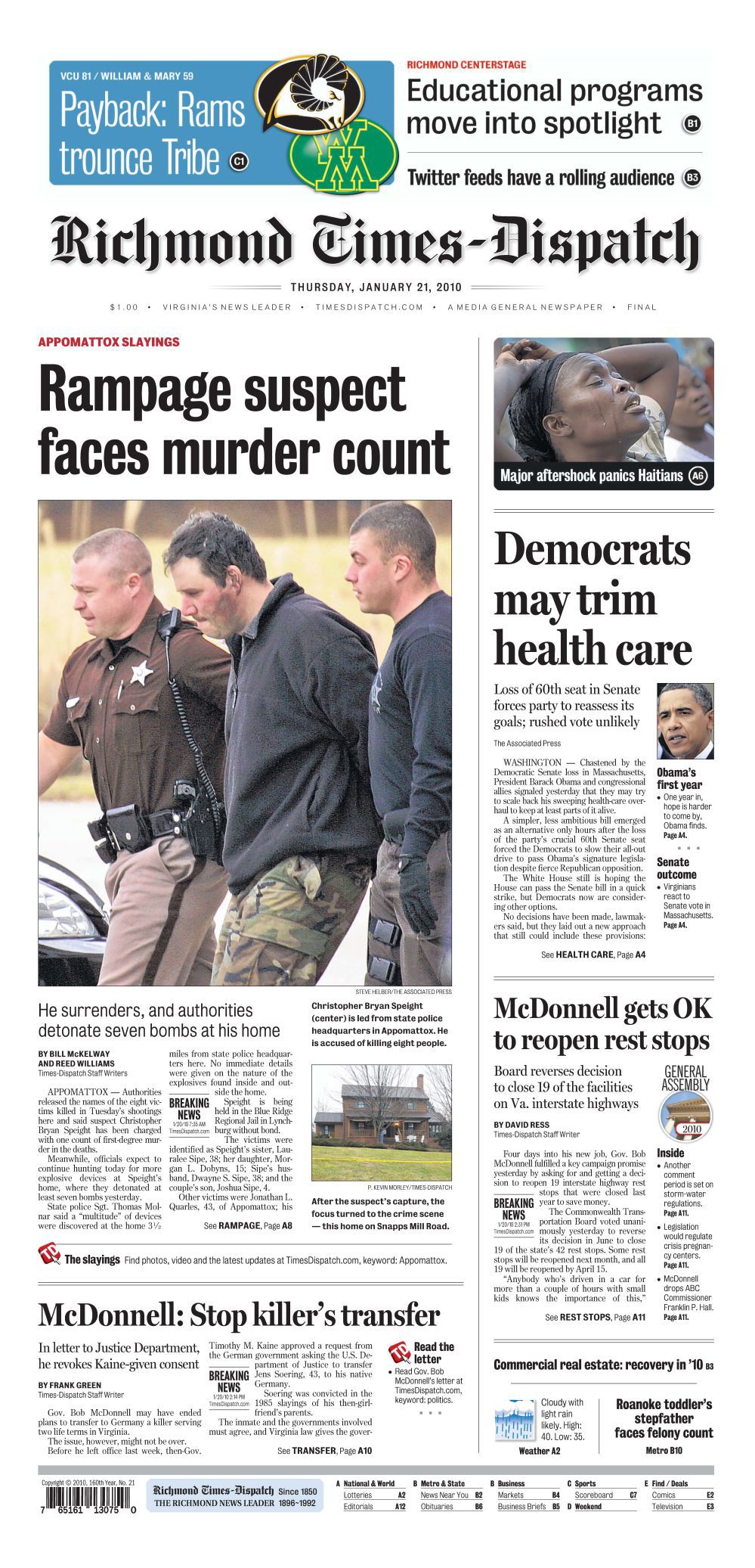January 21 2010 front page